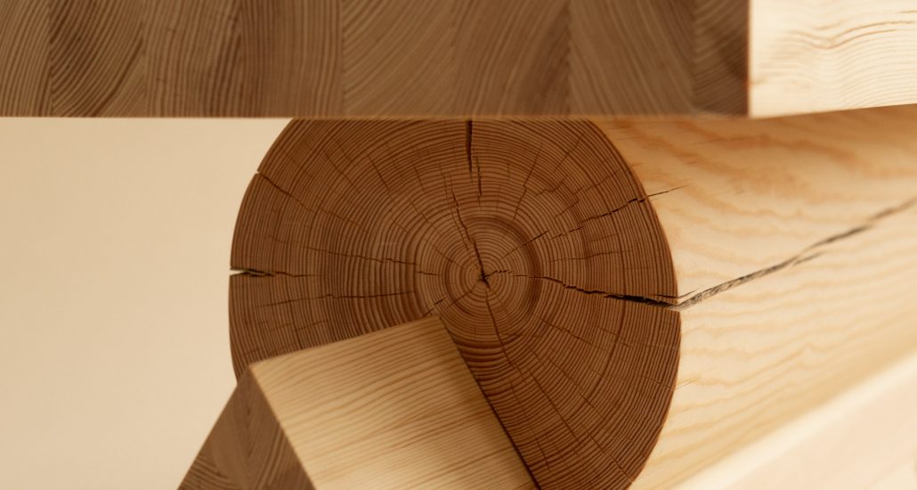 Pine bench detail.