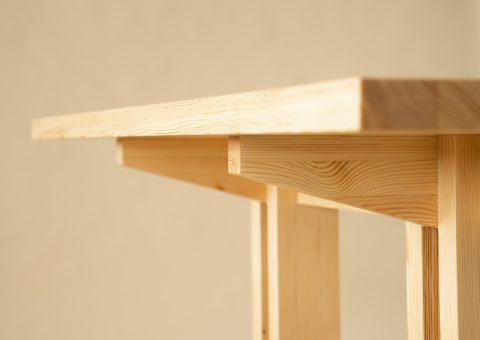 Pine dining table detail.