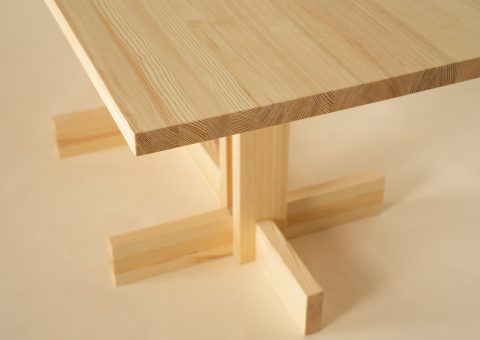 Wooden dining table detail.