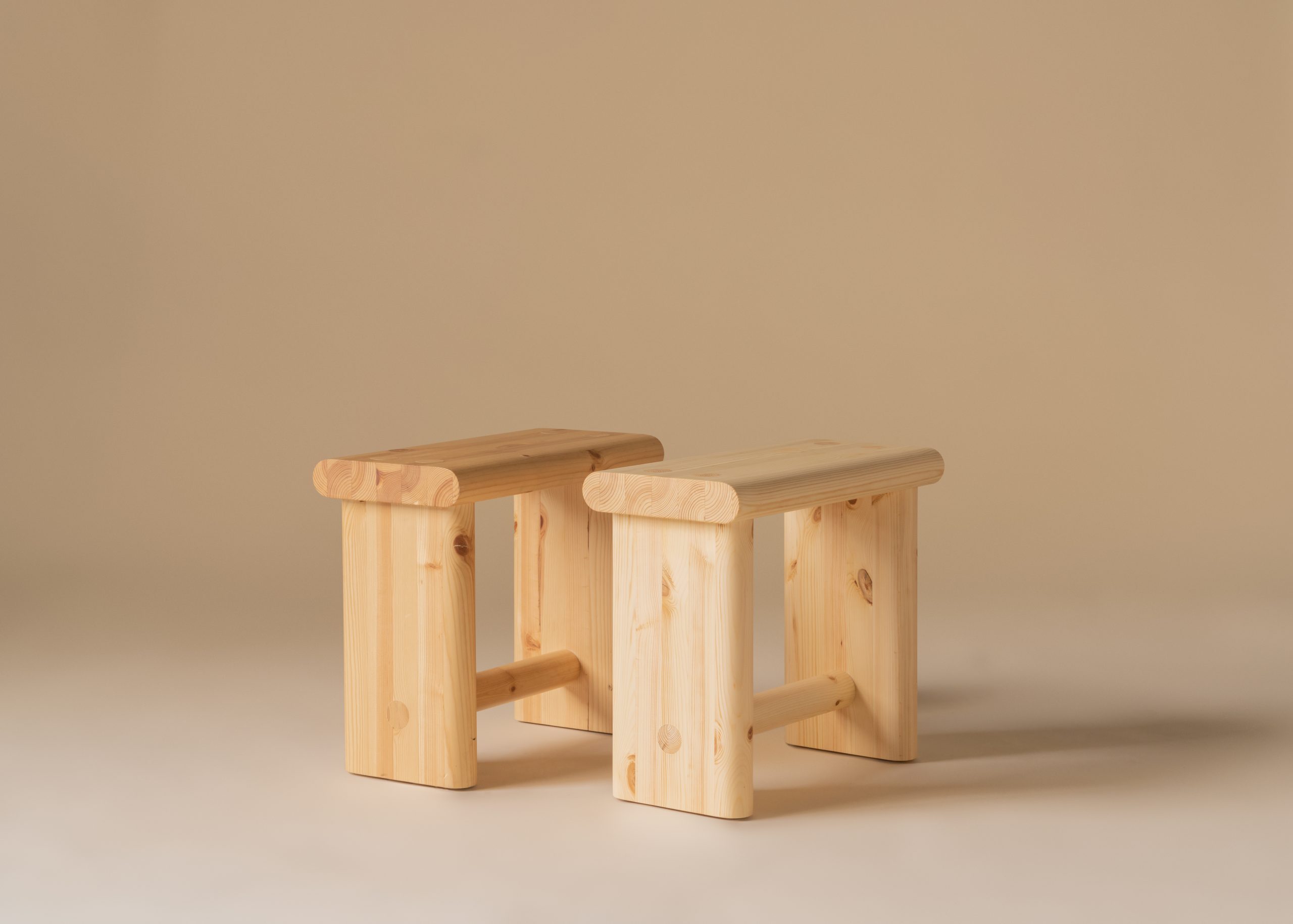 New and aged pine stool