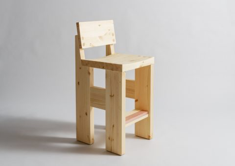 Bar stool made of pine