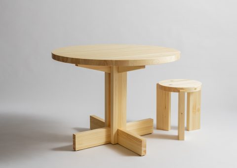 Pine dining table and pine stool