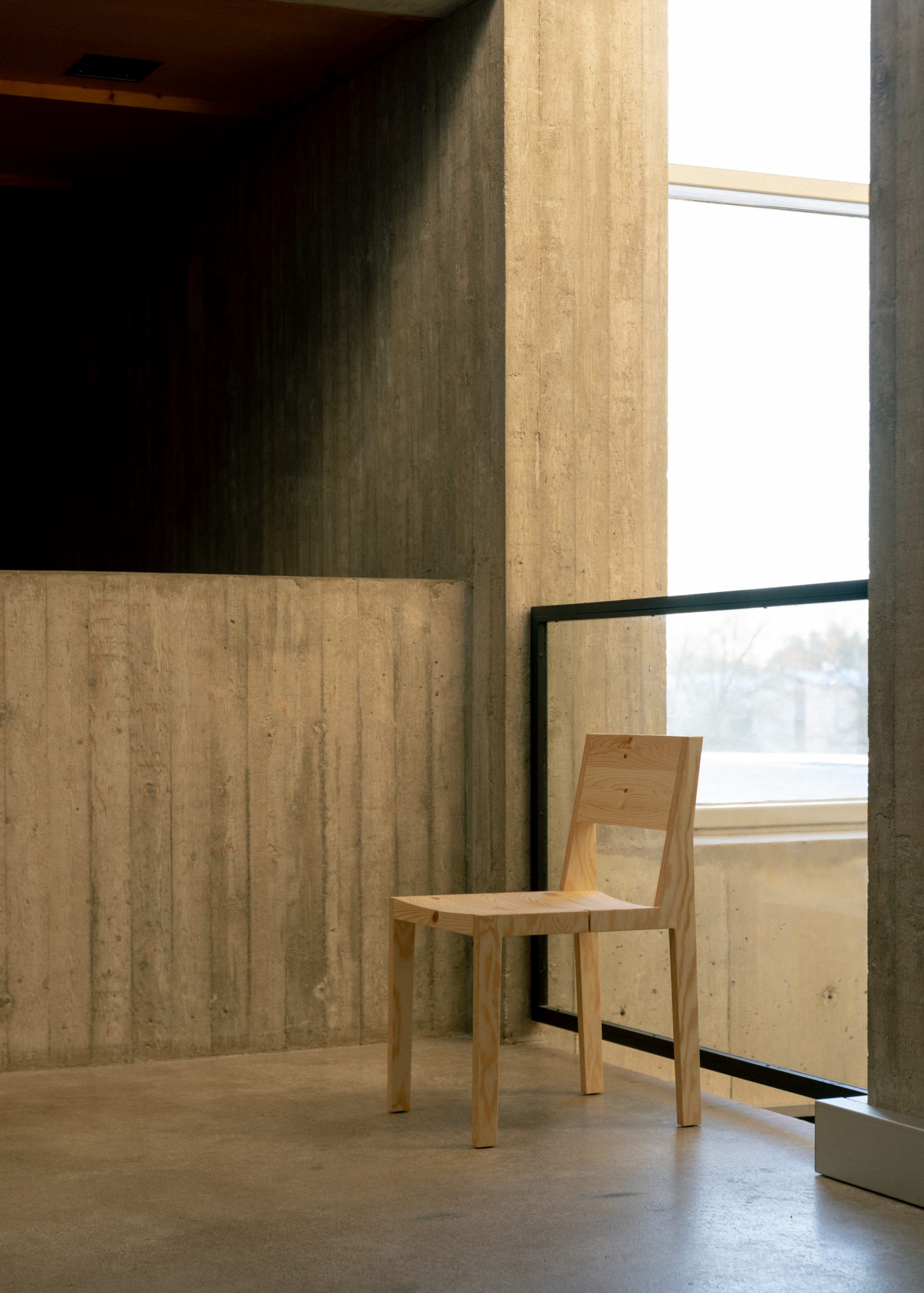 Pine dining chair designed by Ronan Bouroullec