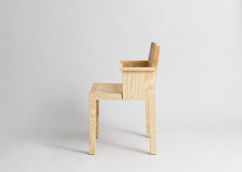 Wooden dining chair with armrests